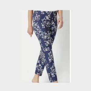 J Jill Floral Linen Purple Blue Ankle Pant Large